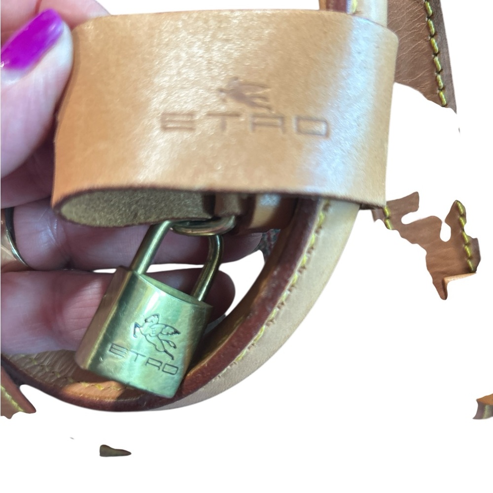 Etro Boston Bag With, Luggage Tag, Lock, and 2 Keys, EUC and Crossbody Strap - Picture 4 of 11